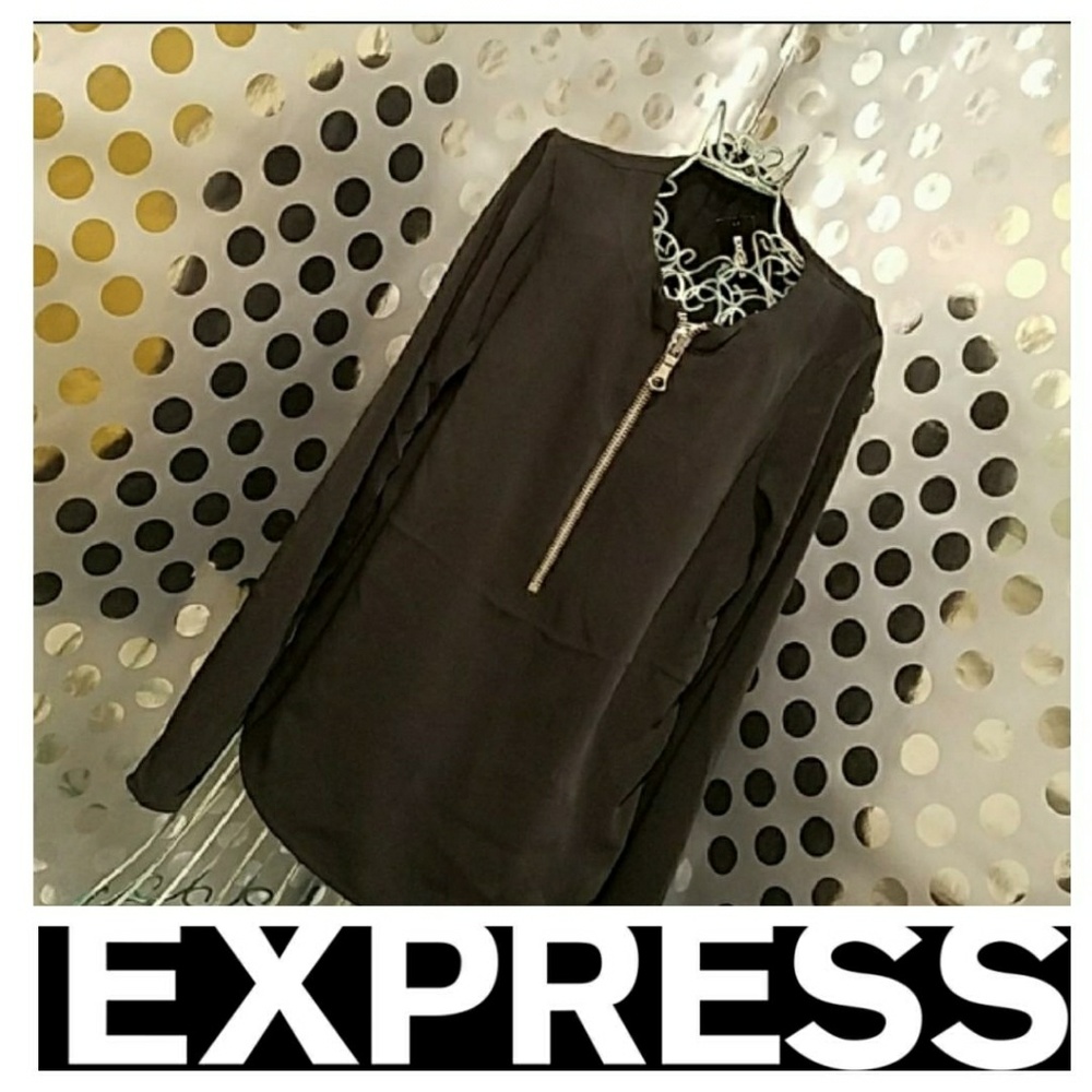 ♚NWT! EXPRESS Long Sleeve Zip Front Blouse